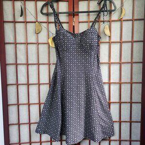 Lily Rose Women's black white pattern summer skater dress with adjustable spaghe